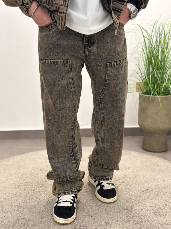 Jeans baggy sabbiato marmorizzato