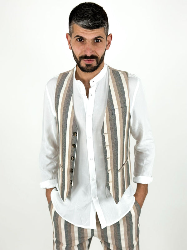 Gilet Over-D rigato